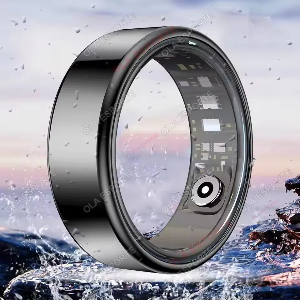 Anillo Inteligente con Base de Carga – Monitor de Salud, Sueño y Ritmo Cardíaco para Hombre y Mujer · Resistente al Agua IP68 y 5ATM · Modo Multideporte